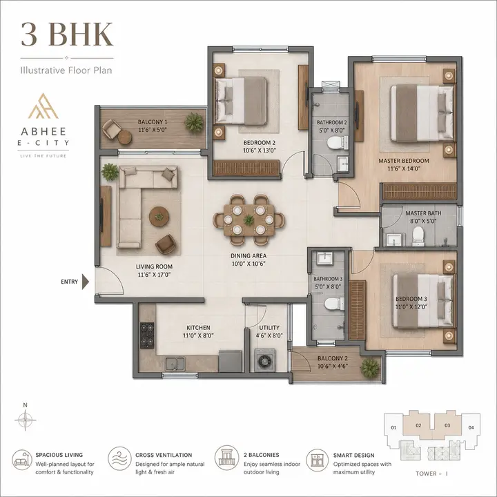 Abhee Electronic City 3bhk